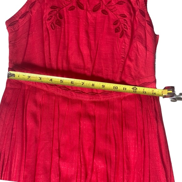Free People “Birds of a Feather” Red on Red Embroidery Mini Dress size 6 - Picture 12 of 16